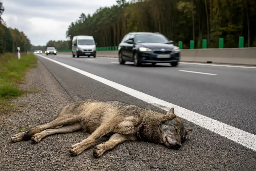 Grote mannetjeswolf doodgereden op E34 tussen Zoersel en Lille
