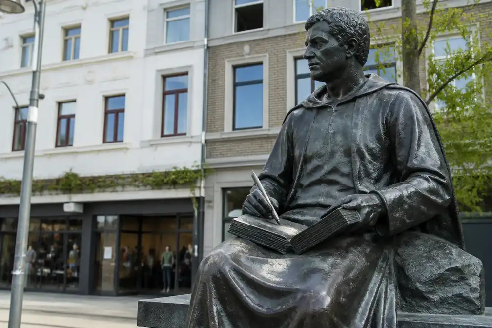Standbeeld Hendrik van Veldeke in Hasselt gepoetst bij start opknapbeurt van 4.500 Vlaamse beelden