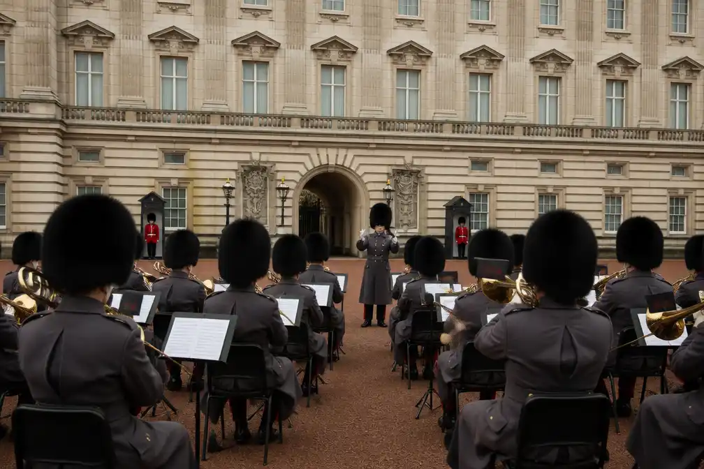 Brits leger eert overleden Patrick Stewart met Star Trek-titelsong bij Buckingham Palace