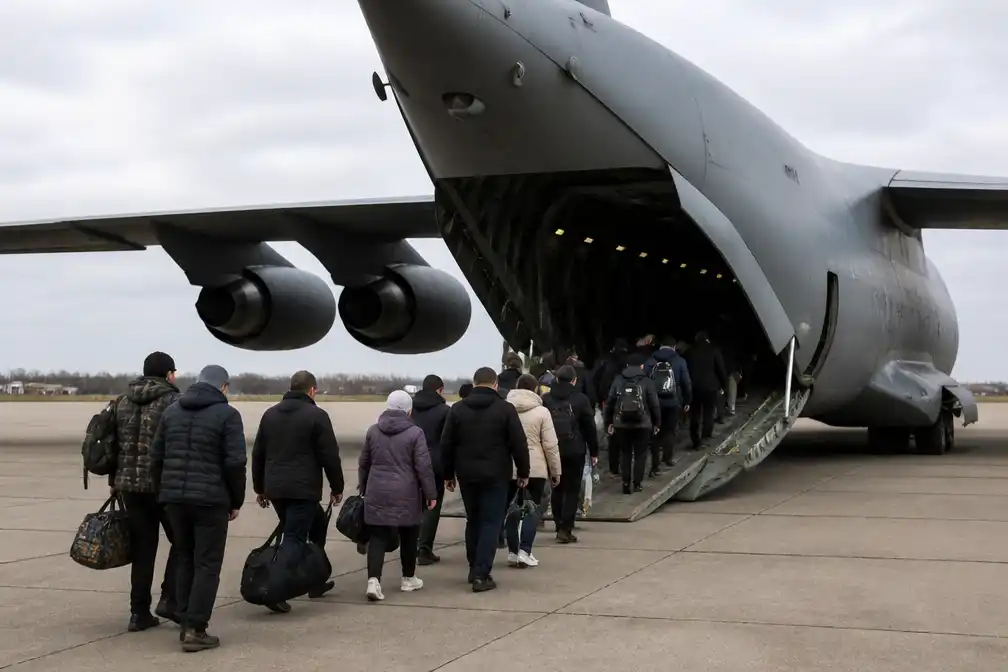 Inwoners van Olesjky met militair vliegtuig naar Wit-Rusland, zegt Moskou