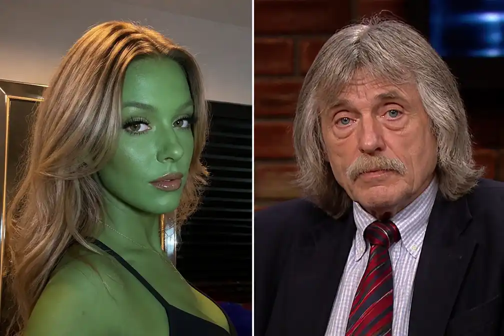 Roxy Dekker schminkt zich groen voor Halloween, Stijn de Vries lijkt op Johan Derksen