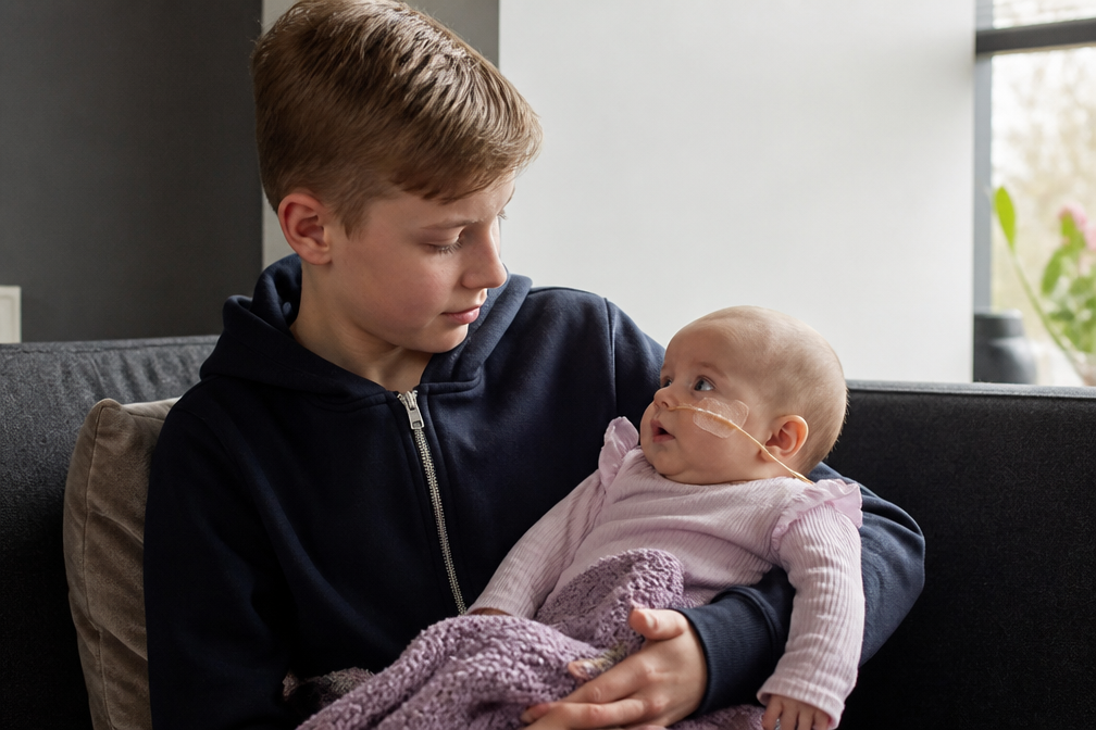 Baby Neeltje kreeg op 5 weken diagnose kanker, start chemokuur; broer Giel ziet geen verschil