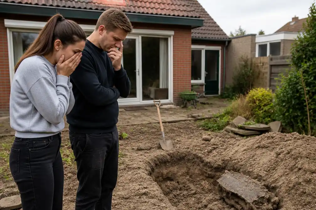 Jong stel ontdekt luguber voorwerp tijdens graafwerk in tuin van nieuwe woning