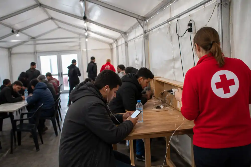 Rode Kruis opent dagopvang met wifi, water en stroom voor asielzoekers bij Ter Apel
