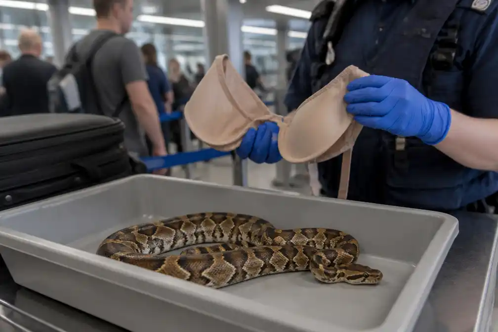 Canadese vrouw betrapt met koningspython in bh op Schiphol