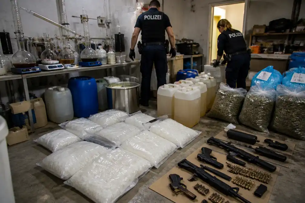 Duitse politie neemt 30 kilo crystal meth in beslag bij drugslabo Berlijn