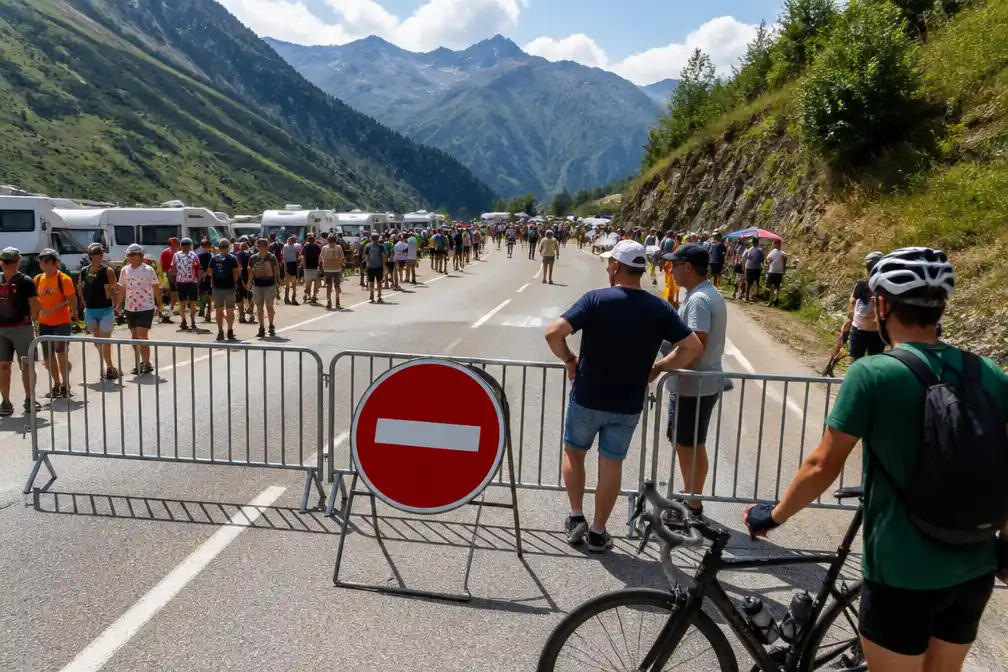 Weg naar Alpe d'Huez dicht voor alle voertuigen wegens Tour de France-drukte