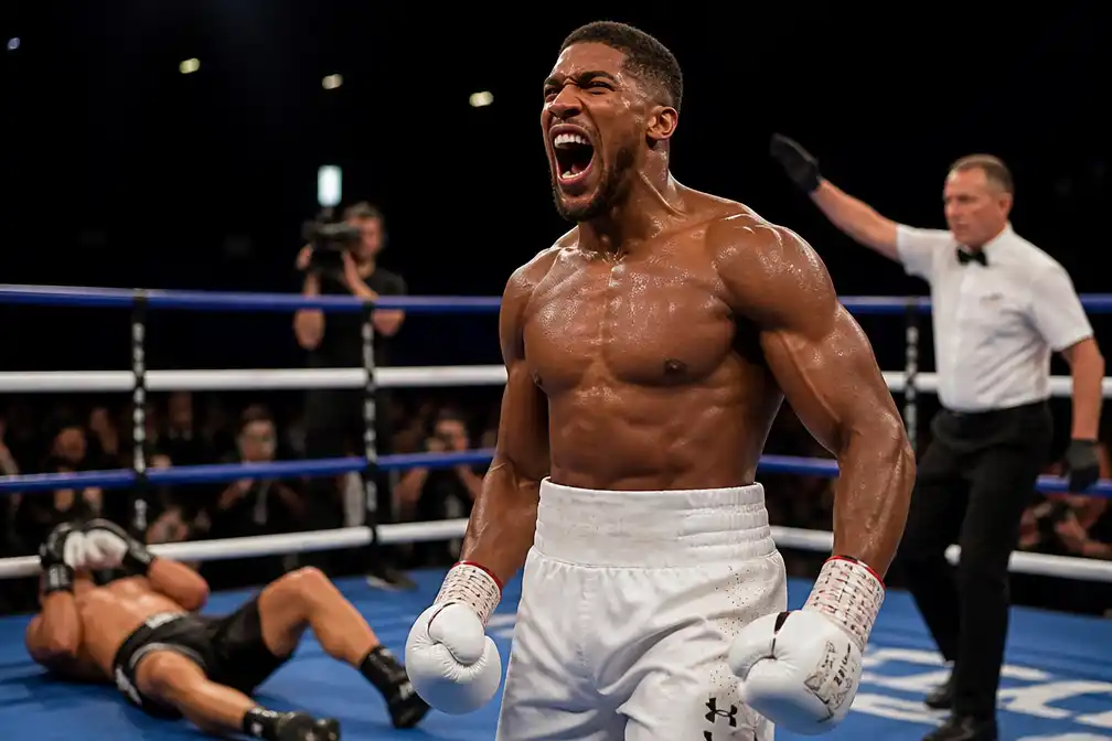 Joshua twee keer neer, wint met KO in emotionele comeback