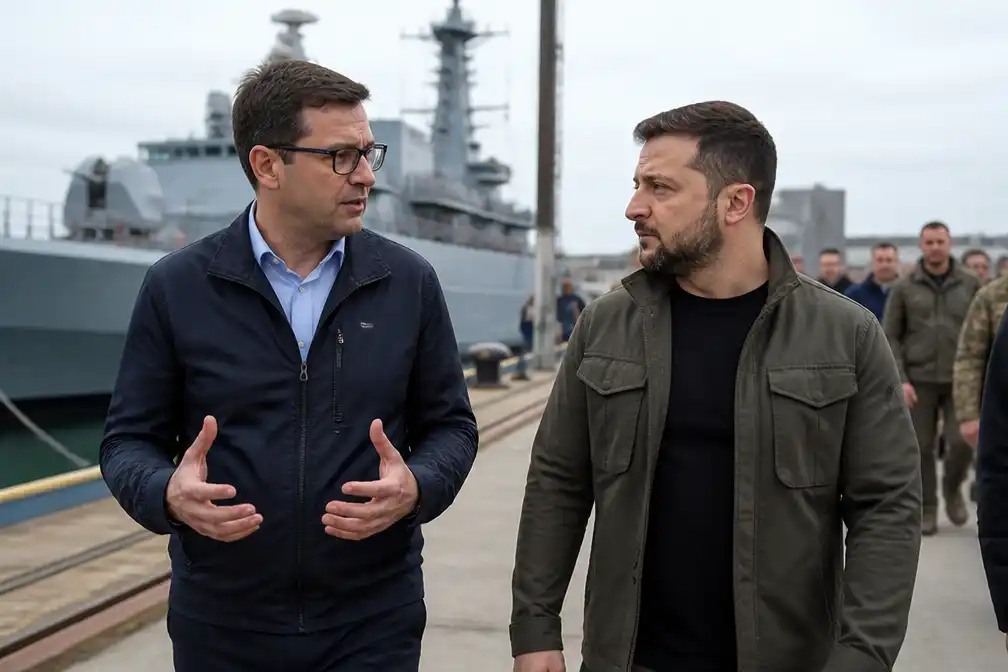 Britse premier Burnham ontvangt Zelensky op marinebasis als steunbetuiging