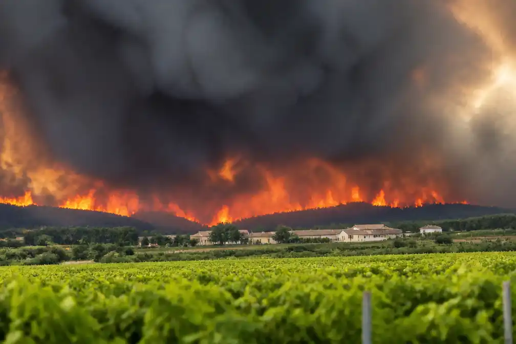 Grote brand bij Bordeaux bedreigt wijngaarden