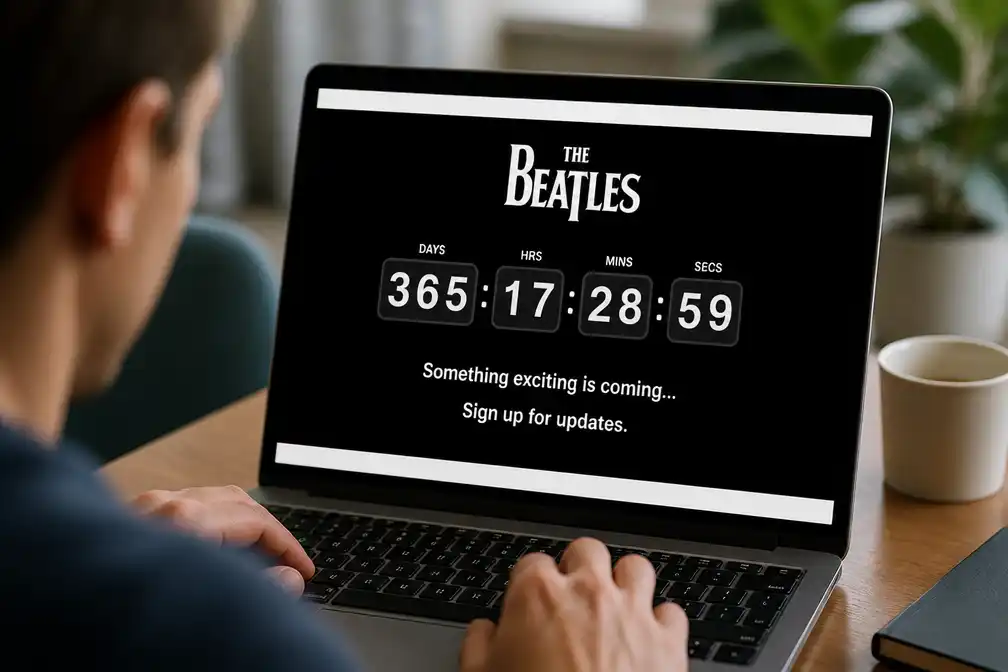 The Beatles kondigen nieuws aan met aftelklok op website